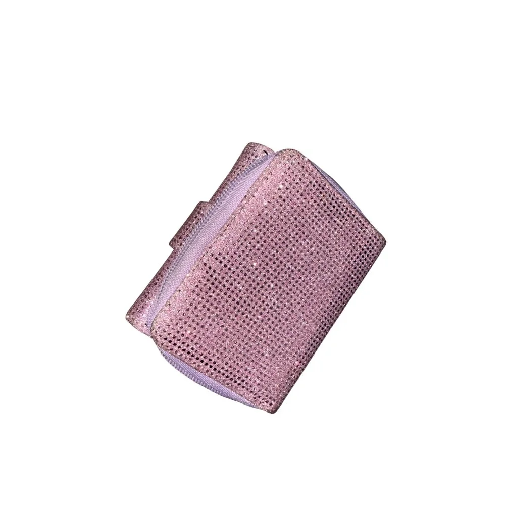 Pink Glitter Bling‎ Trifold Wallet Snap Closure Zipper Coin Pocket